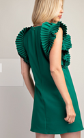 Green Ruffle Sleeve Dress